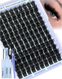 Salon-Like Lash Clusters Kit With Spikes DIY Eyelash Clusters D Curve Spiky Full Cluster Eyelash Extensions Kit Individual Lashes Cluster Kit (10-16mm 130Pcs)