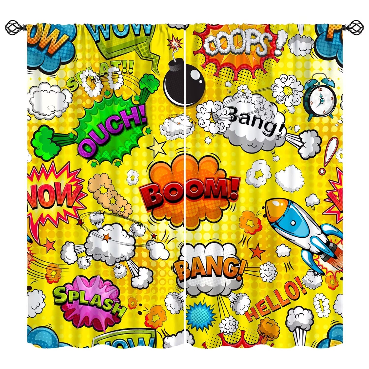 Kids Heroes Window Curtains Cartoon Kids for Girls Boys Room Bedroom Window Treatment Comic Style Window Curtains for Living Room Playroom Window Drapes 84