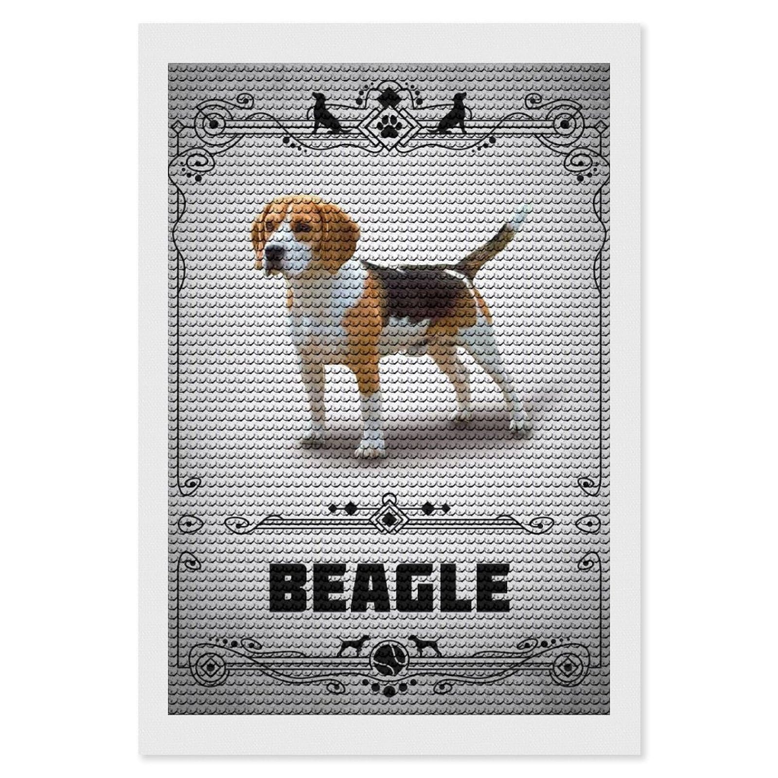 Junmoney Beagle Diamond Art Canvas 8"x12", for Adults, Pleasing Wall Art Project, Modern Decor, Gift Idea, Nice Detail and Sparkle