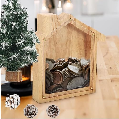 Miniatura 6 de alfyng Alcancía de madera, banco de monedas personalizado para casa, pintar y decorar la casa, caja de manualidades, hace, decoración o alcancía de