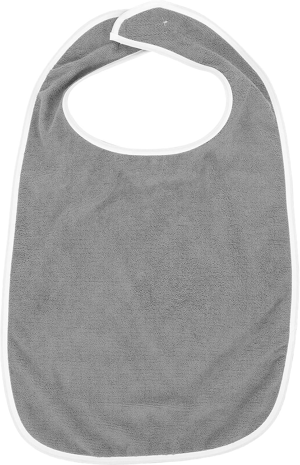 Adult Bib Clothing Protector for Eating, Waterproof Polyester Food-grade Cloth, Gray Large Size for Elderly and Special Needs Care in Dining and Feeding