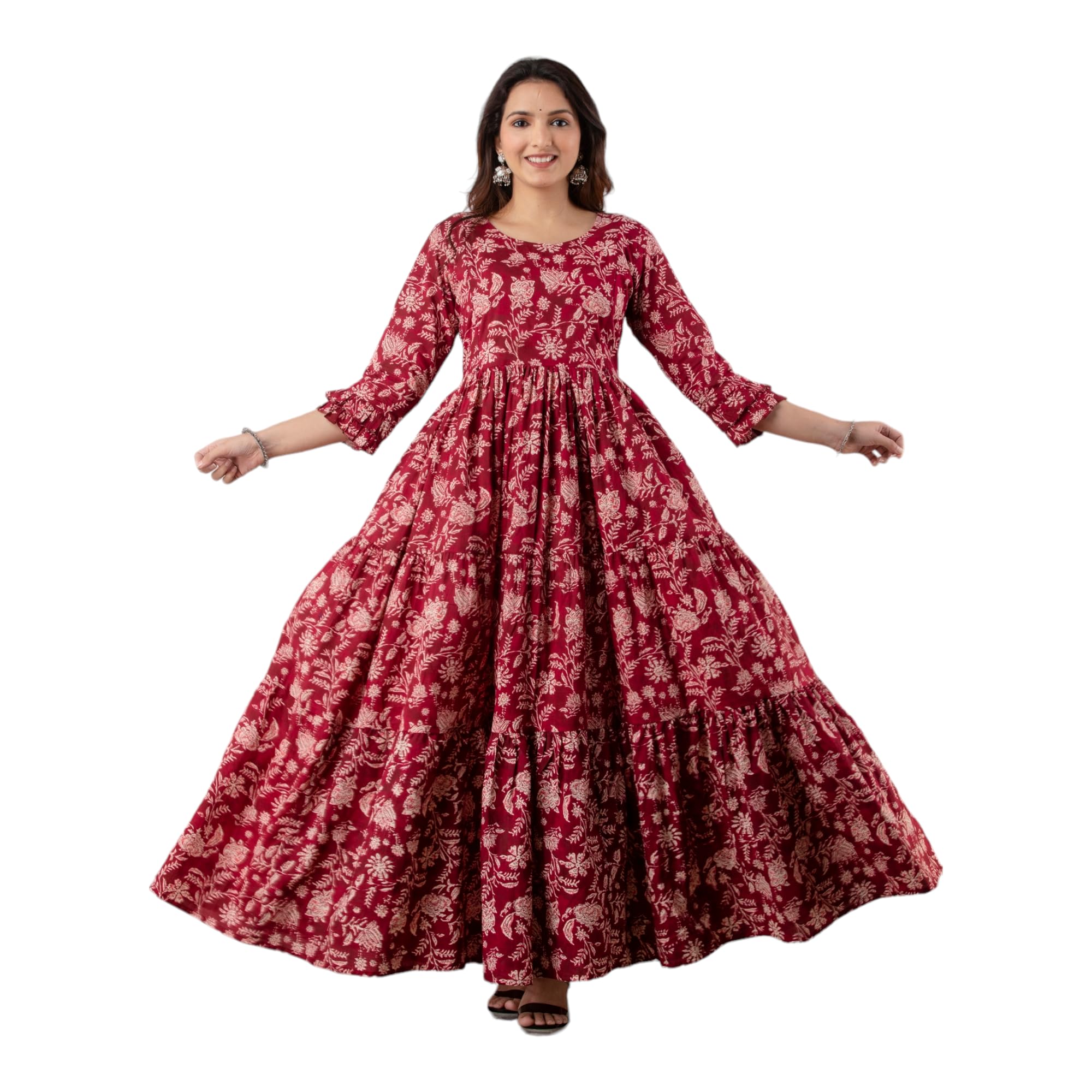 Henal Women's Cotton Maternity Dress Pregnancy Casual Long Sleeve Dual Zipped for Feeding Nursing Maternity Dress Kurti