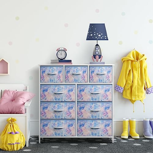 Miniatura 6 de Sorbus - Cómoda para niños con 9 cajones, mueble de almacenamiento en torre para dormitorio, pasillo, armario, organización de oficina, marco de