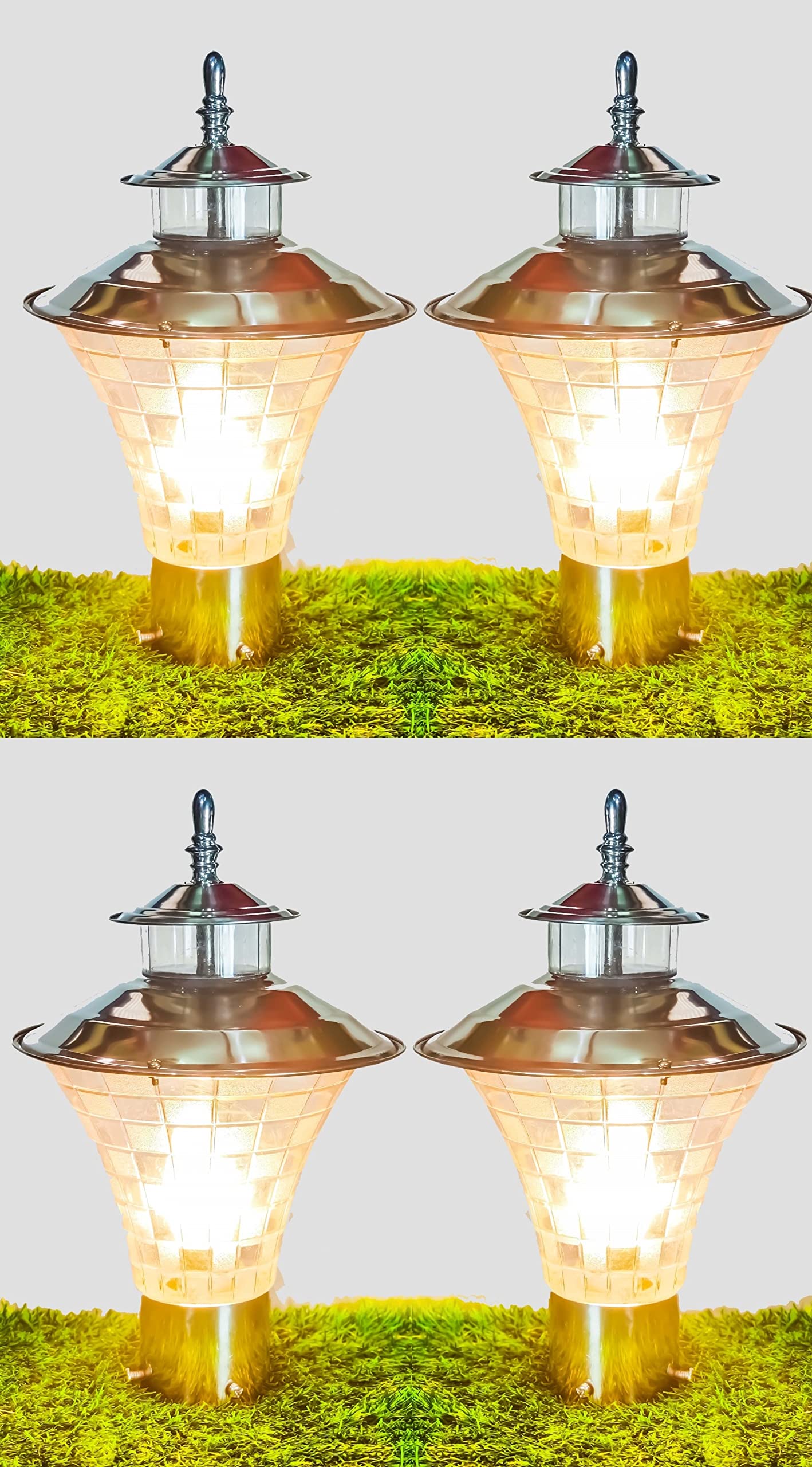 Avior Stainless Steel & Unbreakable PVC gate Lamps for Outdoor, Modern Main Door Lights for Entrance, Outdoor gate Lights, Garden gate Lamps, Waterproof Lamps for Outdoor (Pack of 4)-image-36