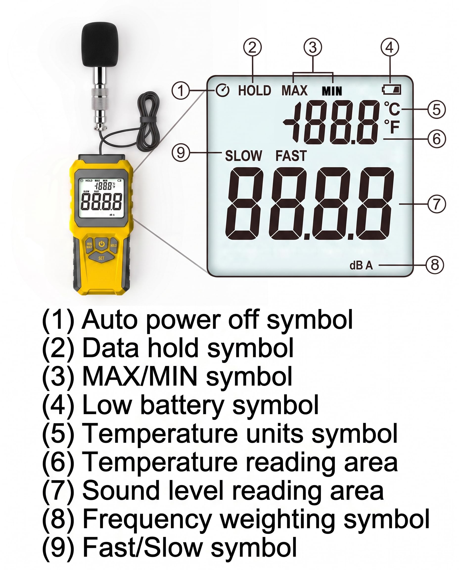 MT-91D Split Digital Sound Level Decibel Meter — Amazon image 6