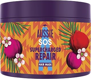 Aussie Masque Cheveux SOS Supercharged Repair Masque Capillaire Vegan Réparateur Surpuissant, coloration boîte de 450 ml