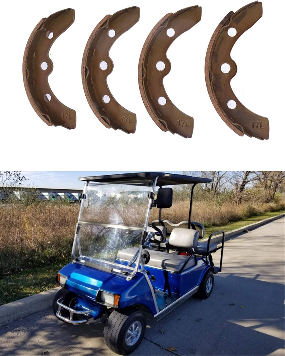 munirater Set of 4 Golf Cart Brake Shoes Replacement for Club Car DS Gas and Electric 1981-1994 1011463