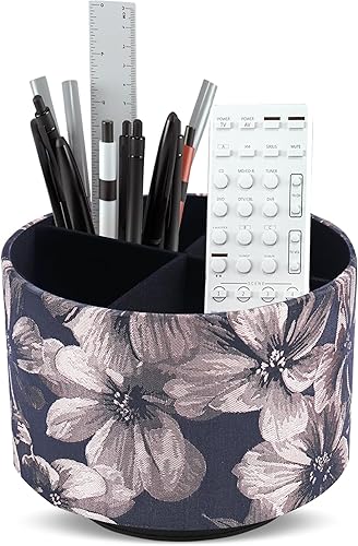 Miniatura 13 de QIELIZI Organizador redondo de cuero para suministros de arte, soporte para control remoto, rotación de 360 grados, soporte multifuncional para 1-3D