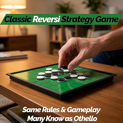 Miniatura 2 de Sterling Games Othello Reversi Juego de mesa de estrategia de 9.75 pulgadas con tablero magnético plegable y piezas para el hogar y viajes
