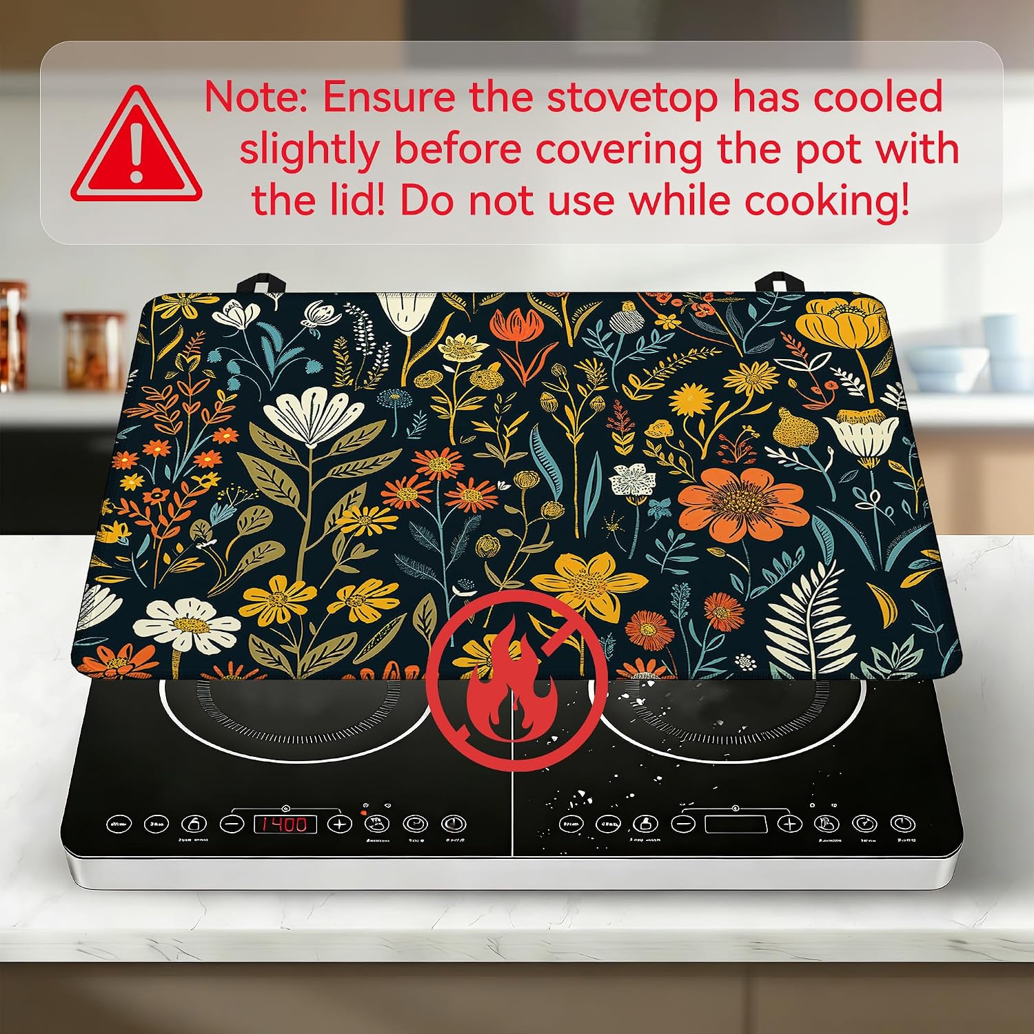 Stove Cover Wildflower Stove Top Covers for Gas Burners Home Decor Kitchen Pad Non-Stick Washable Cooktop Covers Countertop Protector 28"x20"