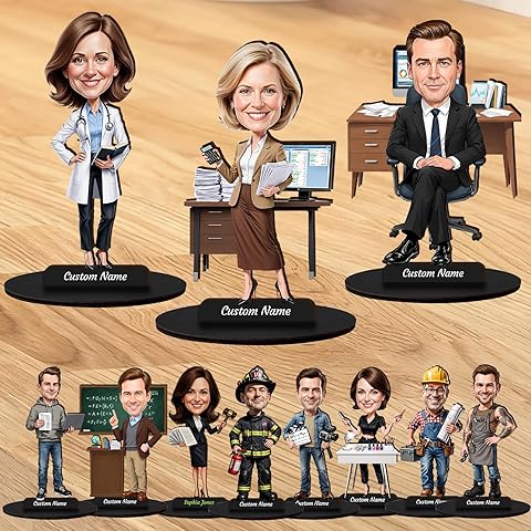 Personalized Photo Figurine Desk Ornament Custom Cartoon Portrait Desk Decor Custom...