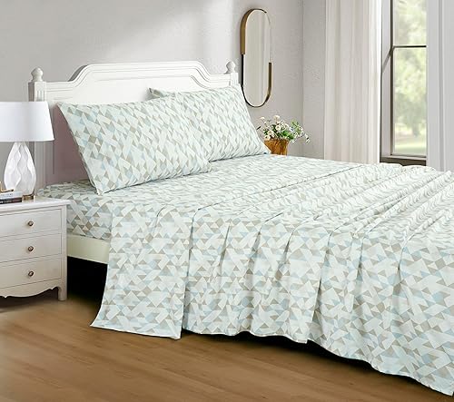 Vista 101 de Chezmoi Collection Juego de sábanas de 4 piezas tamaño King, color blanco, gris, negro, oso pardo, lobos, alces, pino, montaña, estampado, Estampado