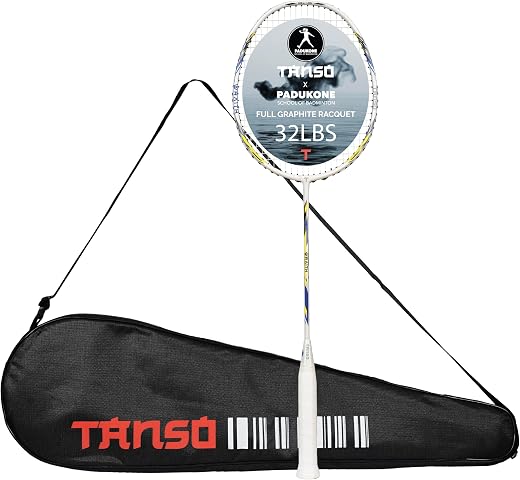 TANSO Wraith Strung Badminton Racket (32 Lbs Tension, Recommended by Padukone School of Badminton, 77 Grams Ultra Light We...