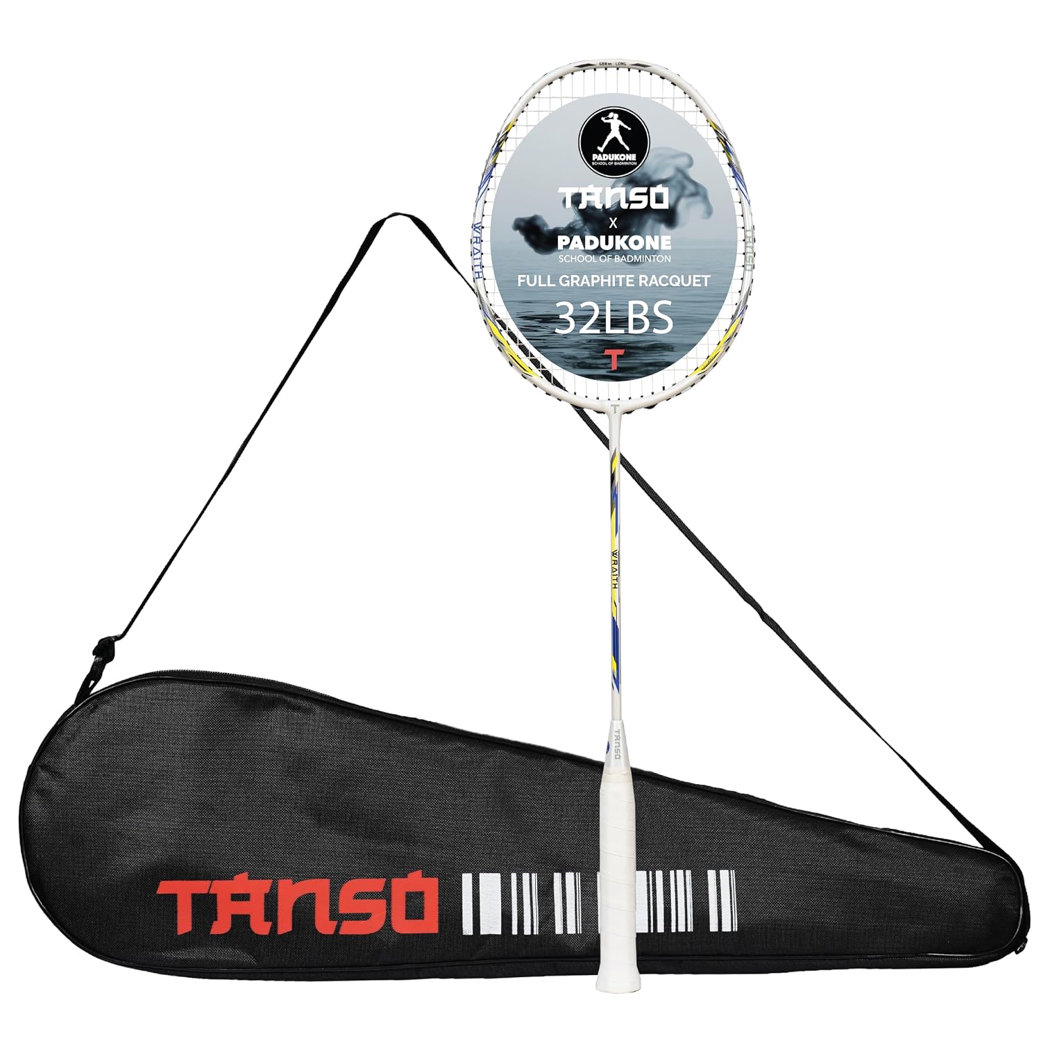 TANSO Wraith Strung Badminton Racket (32 Lbs Tension, Recommended by Padukone School of Badminton, 77 Grams Ultra Light We...