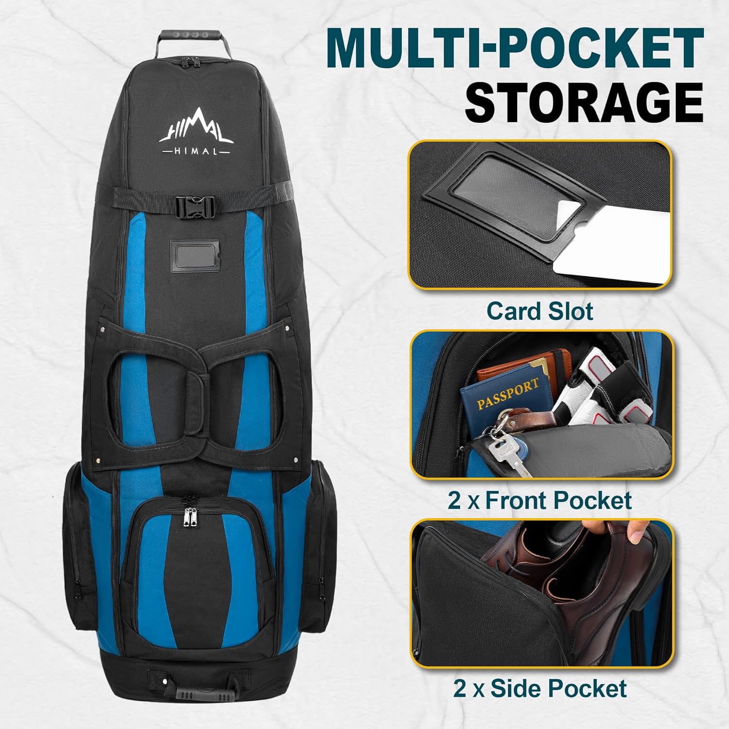 Soft-Sided Golf Travel Bags for Airlines with Wheels, Golf Club Travel Covers 900D Wear-Resistant Oxford, Waterproof, Universal Size - Image 4