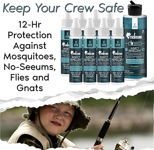 Miniatura 2 de Tightline - Repelente de insectos de picaridina fórmula de pescador, sin perfume contiene ocho botellas de spray de 1 onza más un repuesto de 8