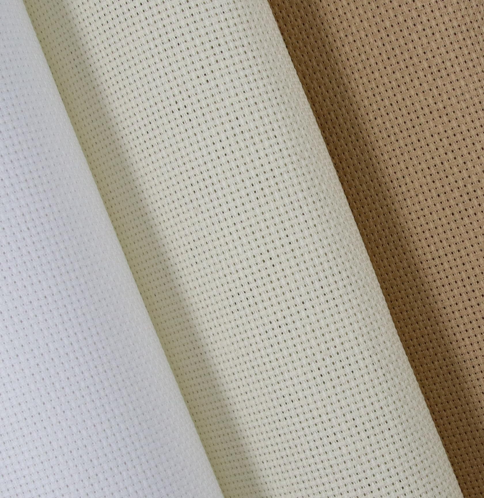 KCS 3 pc of 15" x 18"(38cmx45cm) Counted Cross Stitch Cotton Aida Cloth Needlework Rolled Fabric Box,14CT,White+Cream+Khaki
