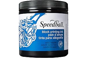 Speedball Water-Soluble Block Printing Ink, 8-Ounce Jar, Black
