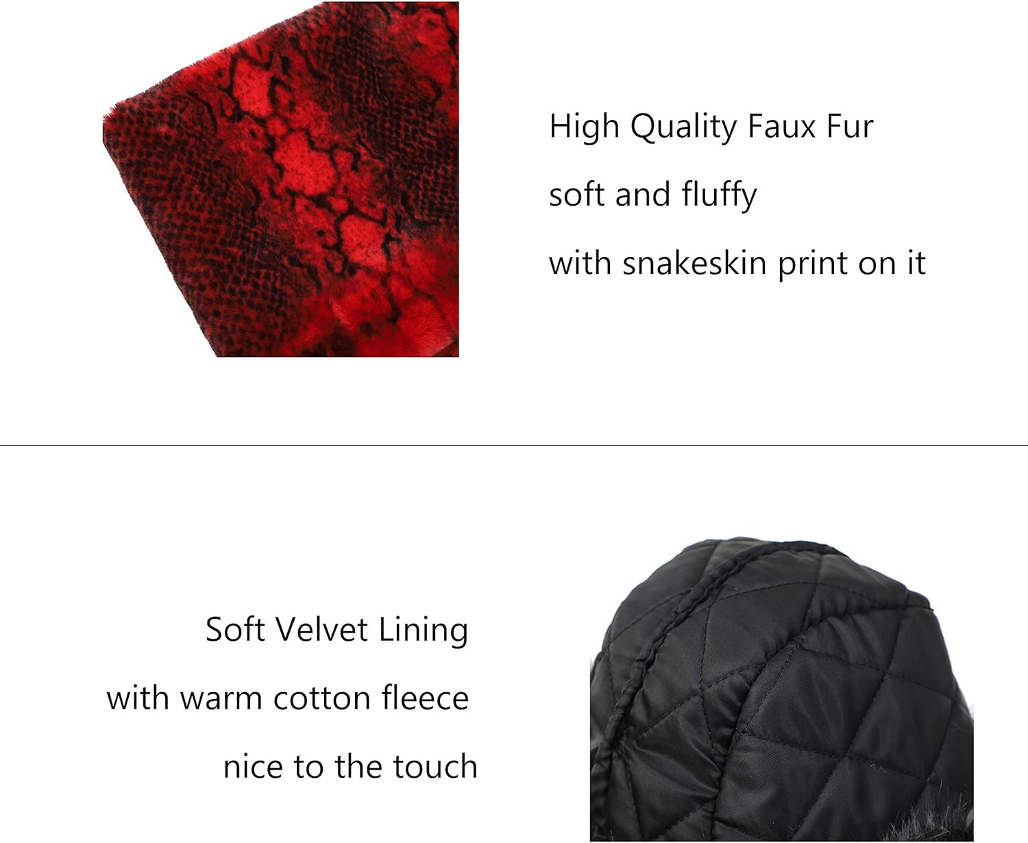 LA CARRIE Women's Snakeskin Print Faux Fur Bucket Hat Winter Warmer Fisherman Cap - Image 2