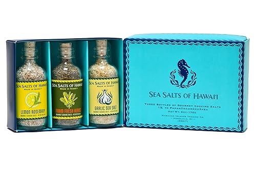 Sea Salts of Hawaii Juego de especias de sales marinas de condimentos (juego de chef) Ideal para asar a la parrilla, cocinar y regalar. Sal marina