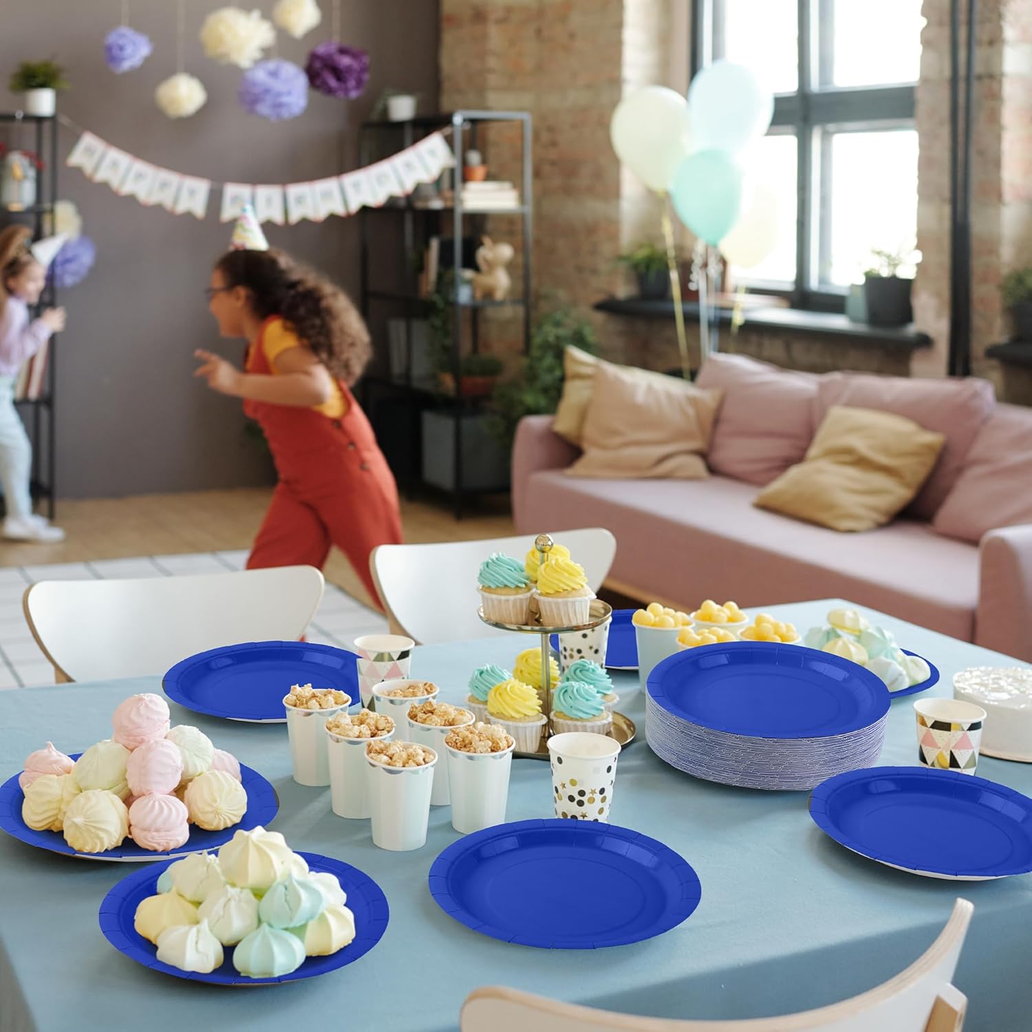 72-Piece 9-Inch Bright Royal Blue Disposable Heavy Duty Paper Plates - Sustainable Dinner & Dessert Plates for Parties, Holidays, Picnics - Image 5