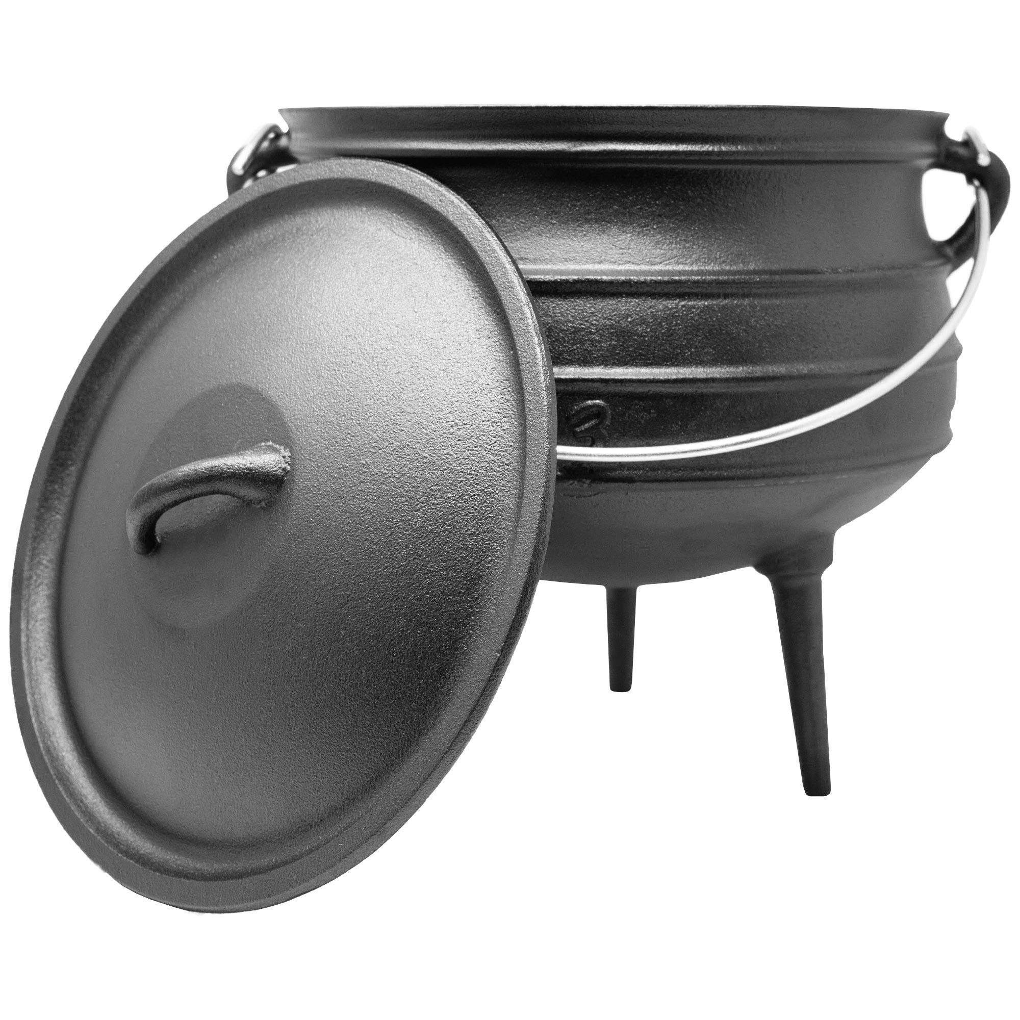 Potjie in ghisa "Beefalo" #3 | Pentola tradizionale sudafricana in ghisa | Una variante del forno olandese con coperchio e piedi d'appoggio | Capacità: 8 litri