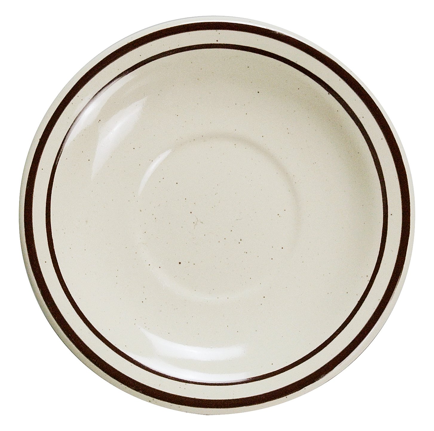 Yanco BR-2 Brown Speckled Royal Saucer, 5.5" Diameter, China, American White Color, Pack of 36