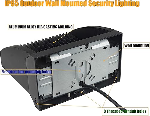 Miniatura 4 de dephen Paquete de luz LED de pared de 120 W, 5000 K, 16200 lúmenes, giratoria, dos direccionales, ángulo de haz de 60-120 pulgadas, ajustable, IP65,