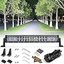 Auxbeam 22 Inch LED Light Bar 120W, 12000 Lumens Waterproof Off Road Work Light Driving Lights, 5D Lens Double Row Spot Flood Combo Fog Light with Wiring Harness for Truck Pickup Jeep SUV ATV UTV