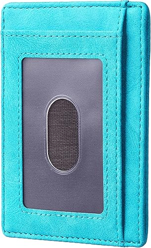 Miniatura 3 de Travelambo - Cartera de piel minimalista con bolsillo frontal tamaño mediano cartela delgada RFID dispositivos de identificación por radiofrecuencia