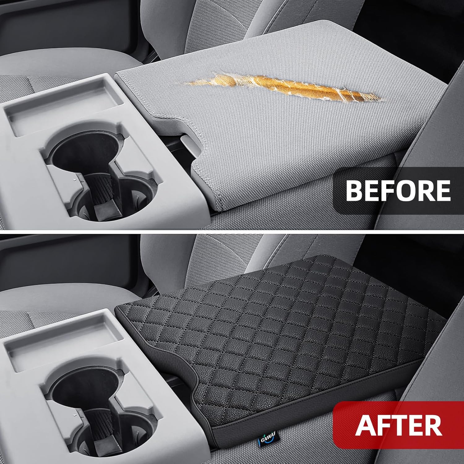 Center Console Cover Compatible with Ford F150 2015-2025,2017-2025 F250 F350 F450 with 40/20/40 Jump Seat Armrest Accessories, Leather Armrest Cover Protector (Jump Seat Console Only)