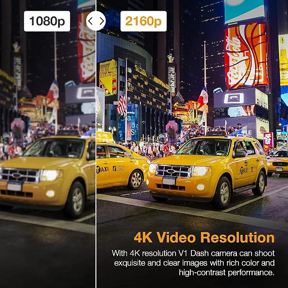 Rexing V1GW-4K Ultra HD Car Dash Cam w/Built-in GPS Logger, 2.4 LCD Screen,Wi-Fi,170 Wide Angle Dashboard Camera Recorder with G-Sensor, WDR, Loop Recording, Supercapacitor, Mobile App, up to 256GB