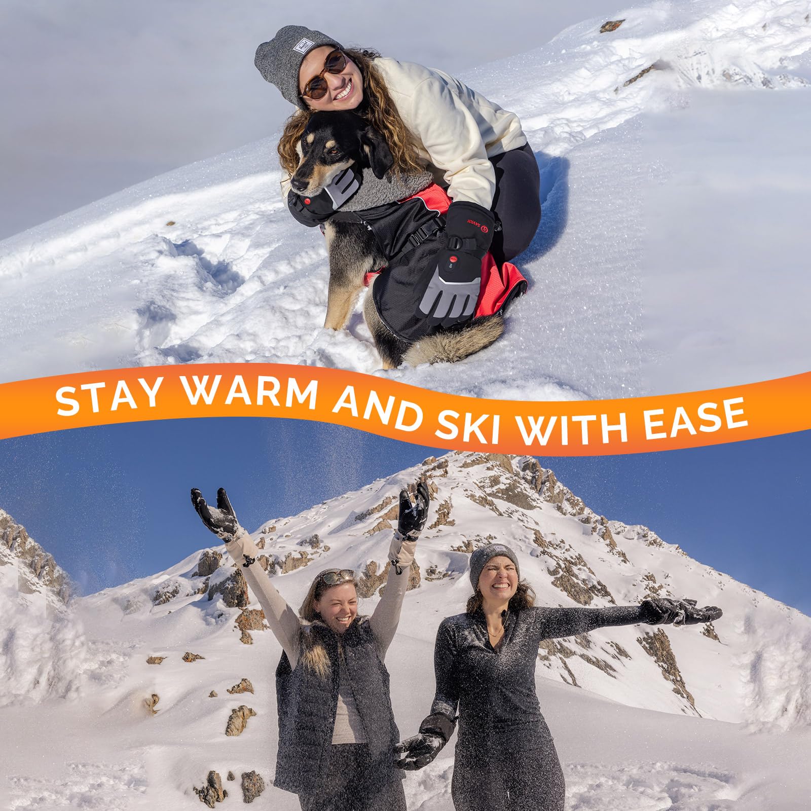 SAVIOR HEAT Guantes calentados para Hombres y Mujeres,Guantes de Motocicleta de batería Recargable Fina para Invierno, Bicicleta, esquí, Bicicleta y Funcionamiento