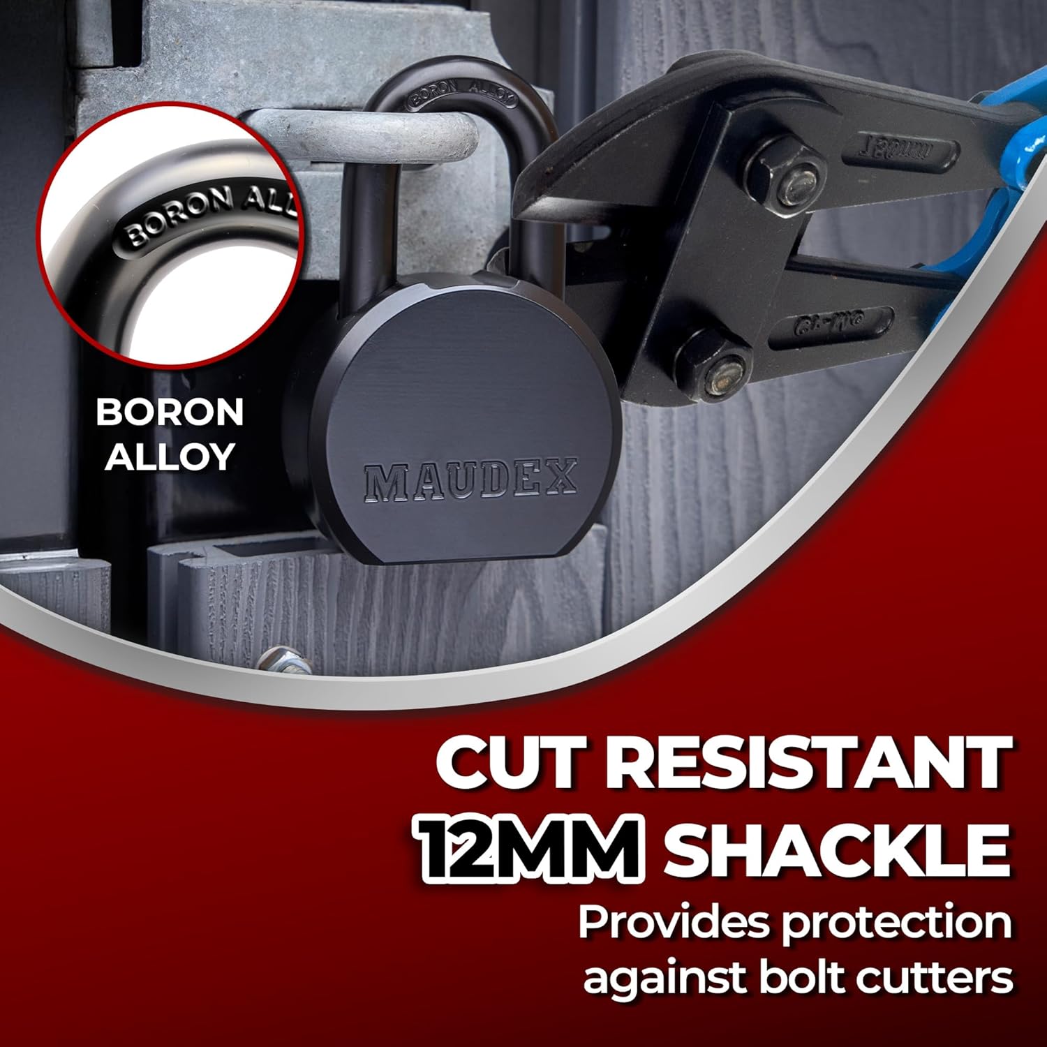 Maudex® PML65 Professional Grade Padlock - High Security with Boron Alloy Shackle, All-Weather Protection, 5 Brass Keys. for Storage Units, Gates & Commercial Security