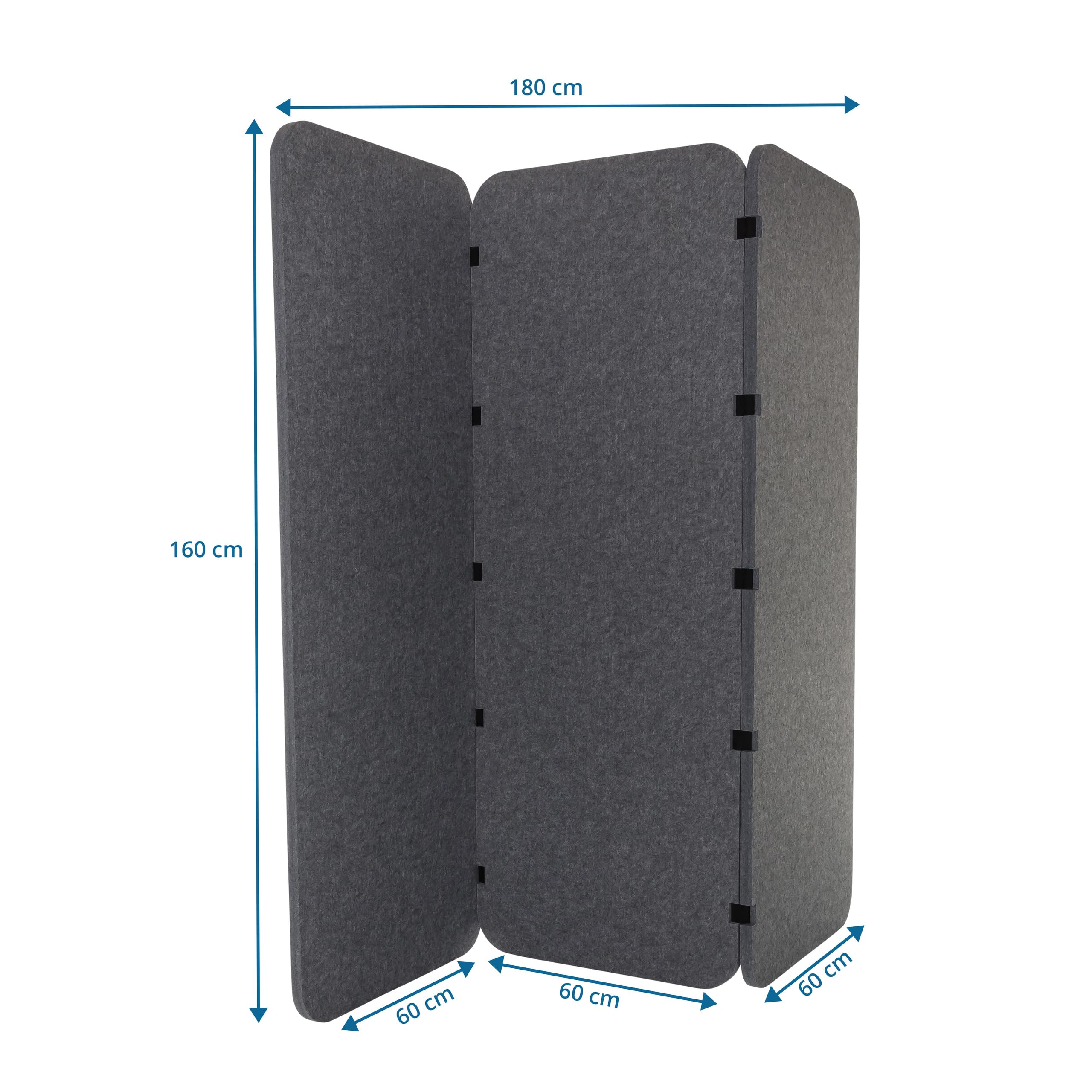 hjh OFFICE Cloison Acoustique Verticale FLEXMIUT EL Cloison en 3 Parties indépendante, Protection visuelle pour Le Bureau et la Maison, Gris