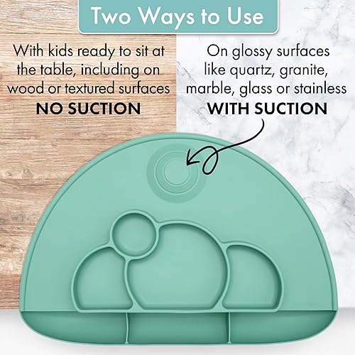 Miniatura 4 de PrimaStella Mantel individual de silicona para niños pequeños, plato dividido para niños pequeños, mantel individual de succión y receptor de