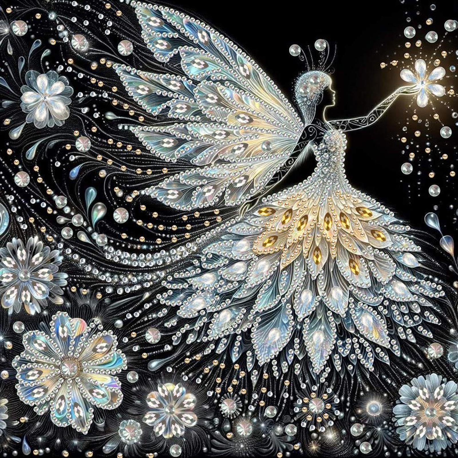 5D Special Shape Flower Girl Diamond Art Painting Kits for Adults, DIY Crystal Rhinestone Art Craft for Beginners, Home Wall Decor Gift 11.8x11.8Inch