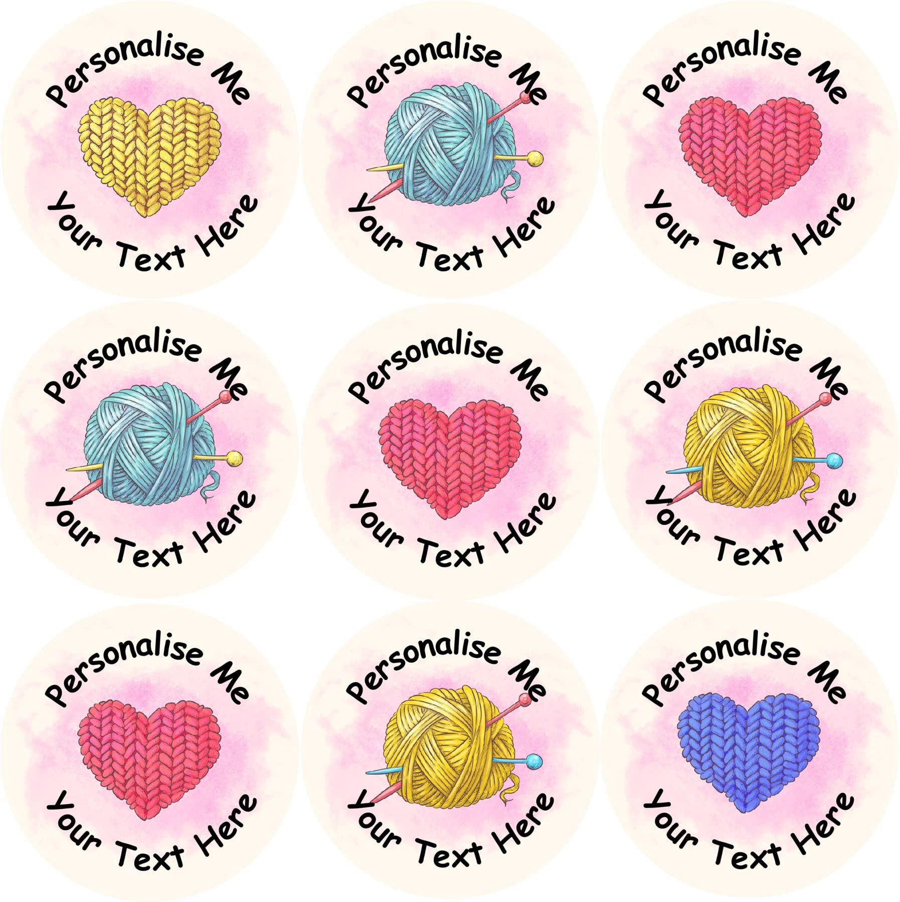 Sticker Stocker Pink 144 Personalised Knitted Wool 30Mm Glossy Reward Stickers