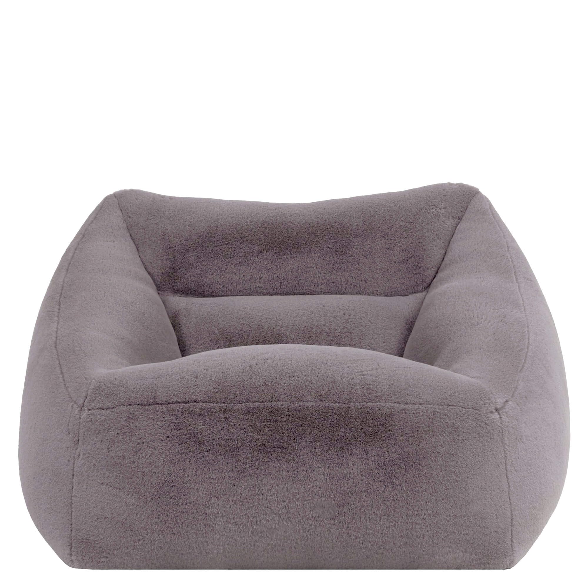 icon Natalia Bean Bag Chair, Light Grey, Faux Fur, Large Adult Bean Bag with Filling Included, Comfy Chair, Armchair, Living Room, Living Room Furniture, Bedroom Furniture