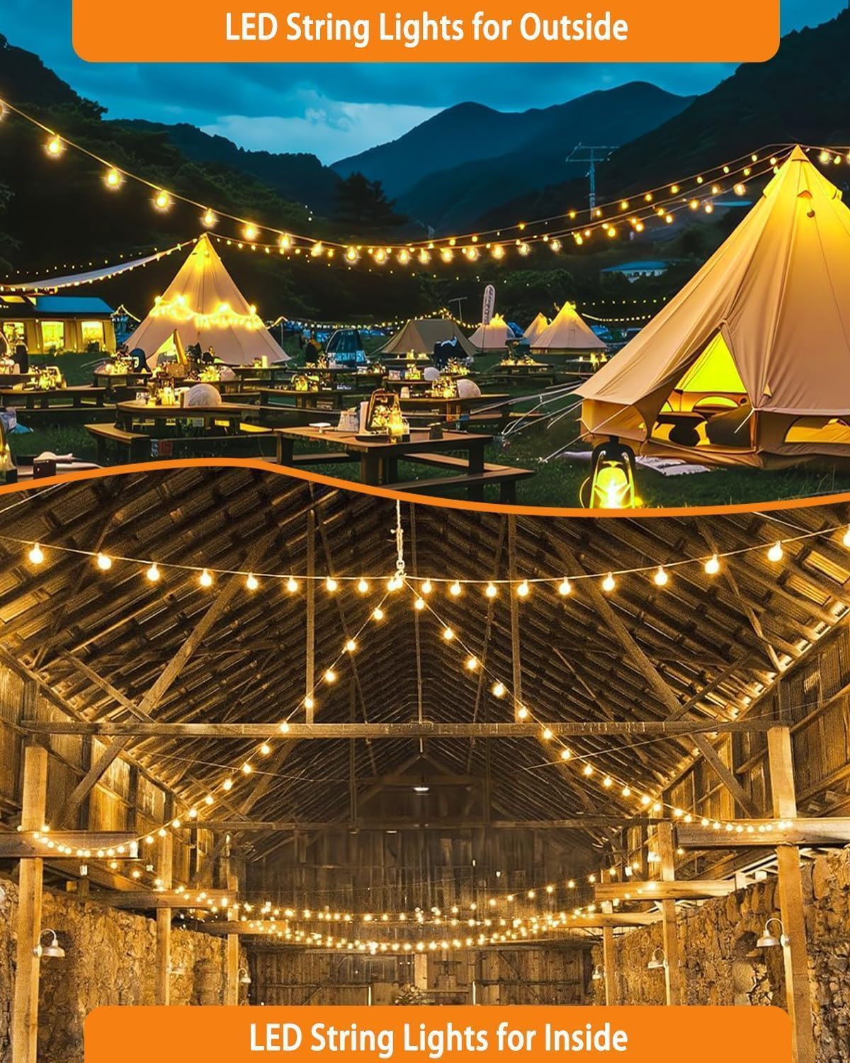 Bzavor LED Lichterkette Außen Strom,10M G40 Gluhbirnen Balkon Lichterketten Outdoor mit 16+1 Stk,IP68 Wasserdicht Lights mit Fernbedienung für Terrasse Pavillon Party Lights Gartenbeleuchtung