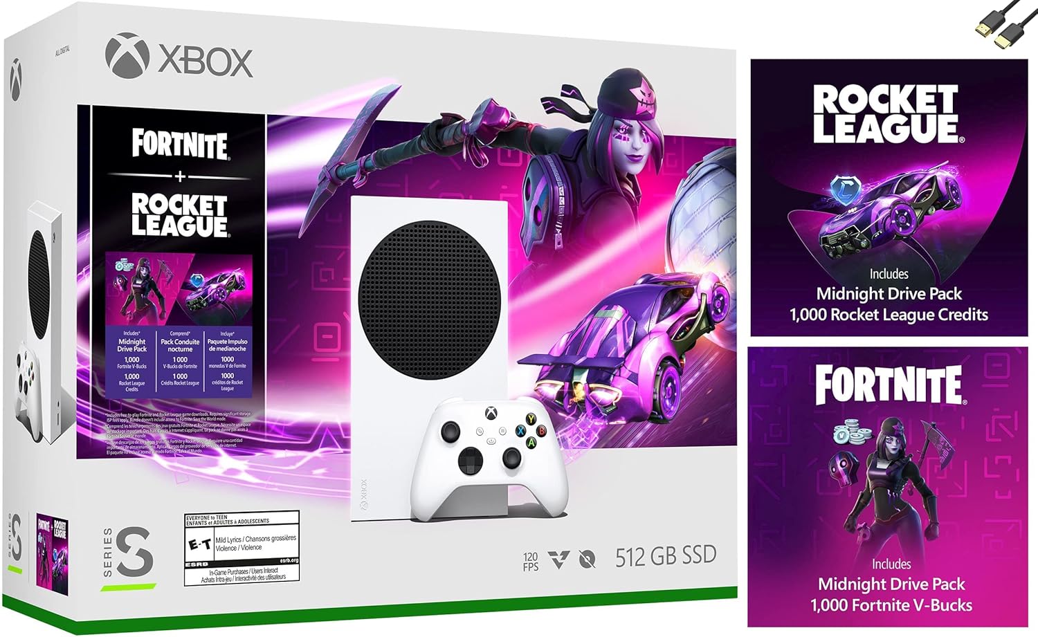 Product image of Microsoft Xbox Series S Fortnite & Rocket League 512 GB Bundle with 1 Xbox Controller Midnight Drive Pack - U Deal HDMI (Renewed)