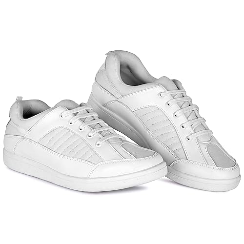Mens Breathable, Comfortable, and Lightweight Lifestyle Sports Lace-Up Shoes White for Running and Walking JACS002021