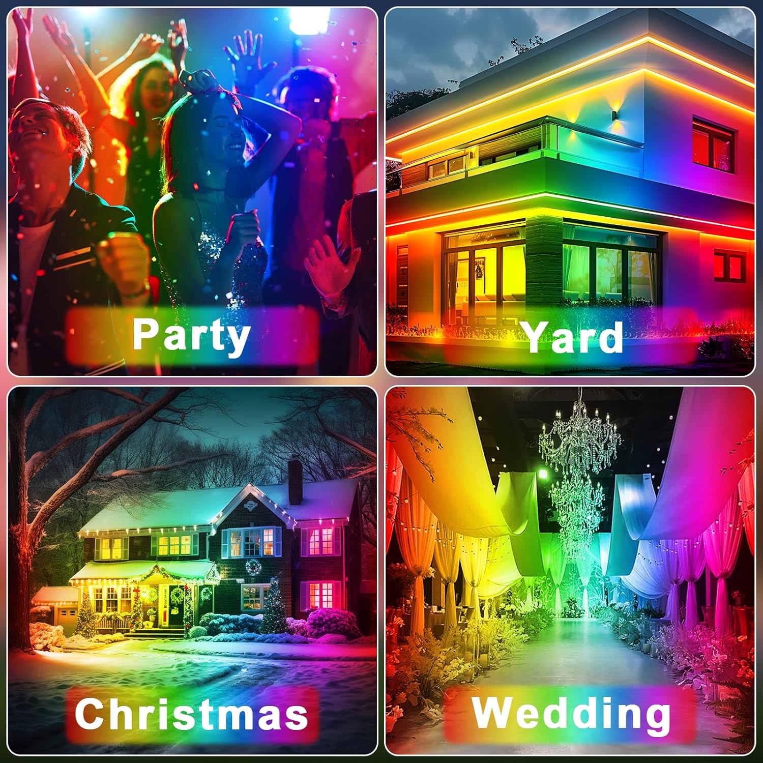 Led Flood Light 600W Equivalent 6000LM, Outdoor Led Lights with APP Control, Smart RGB Lights Colored 16 Million Colors, DIY Scenes - Timing - Music Sync, 2700K & IP66(2 Pack)