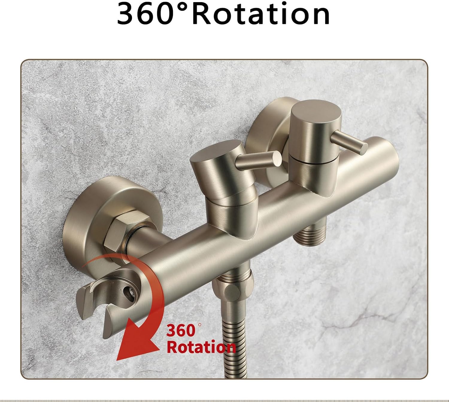 Bidet Sprayer, Wall-Mounted Douche Spray with Two Water Outlets, Circular Hot and Cold Bidet Sprayer for Toilet with 1.2m Stainless Steel Flexible Hose, Brushed Gold Brass Toilet Washer Spray