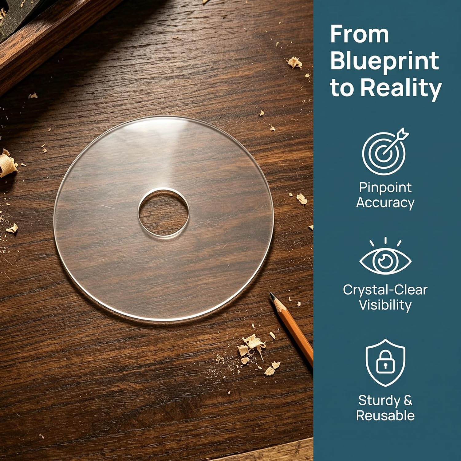 Acrylic Router Template Guide for Woodworking with Rectangle Round Shapes, Polished Edges, High Transparency Acrylic Plate for DIY and Cabinet Routing Assistance