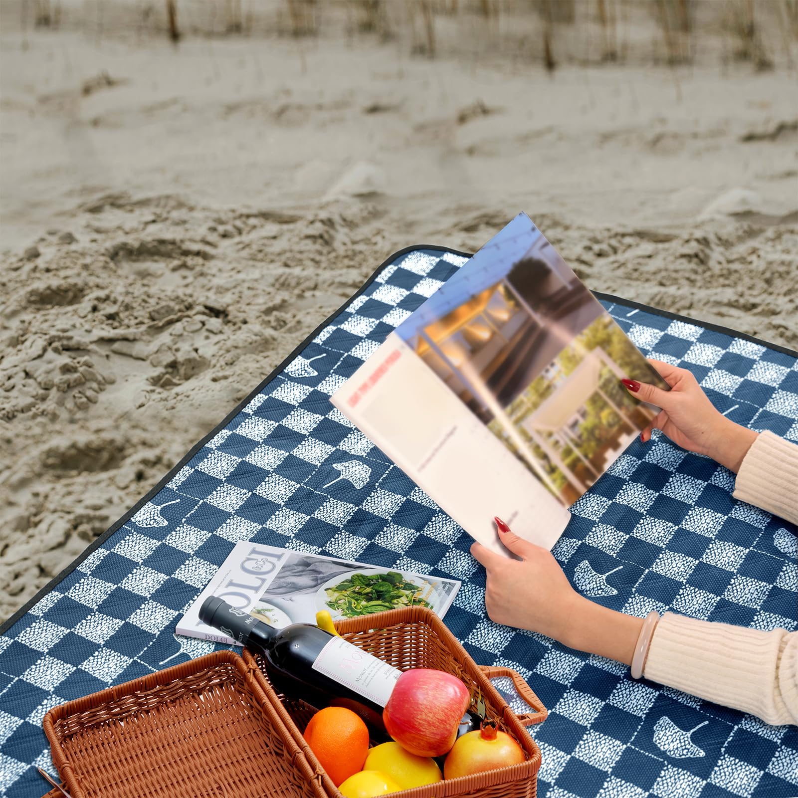 Oak & Tea Coperta da picnic impermeabile extra large 200 x 200 cm, tappetino da spiaggia pieghevole anti-sabbia, tessuto Oxford