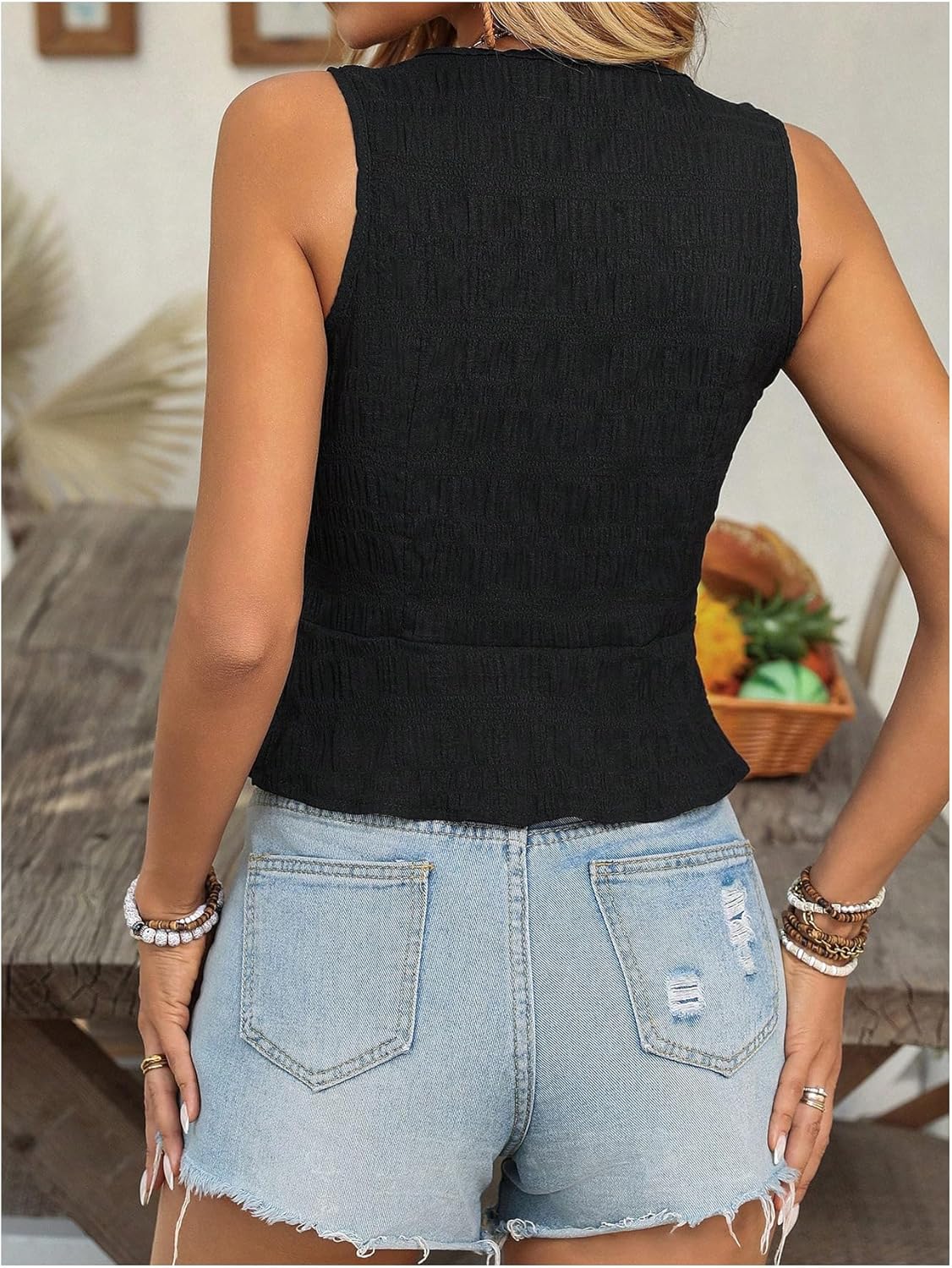 SweatyRocks Women's Tie Front Sleeveless Vest Tank Top Y2K Crop Top Going Out Western Outfits - Image 2