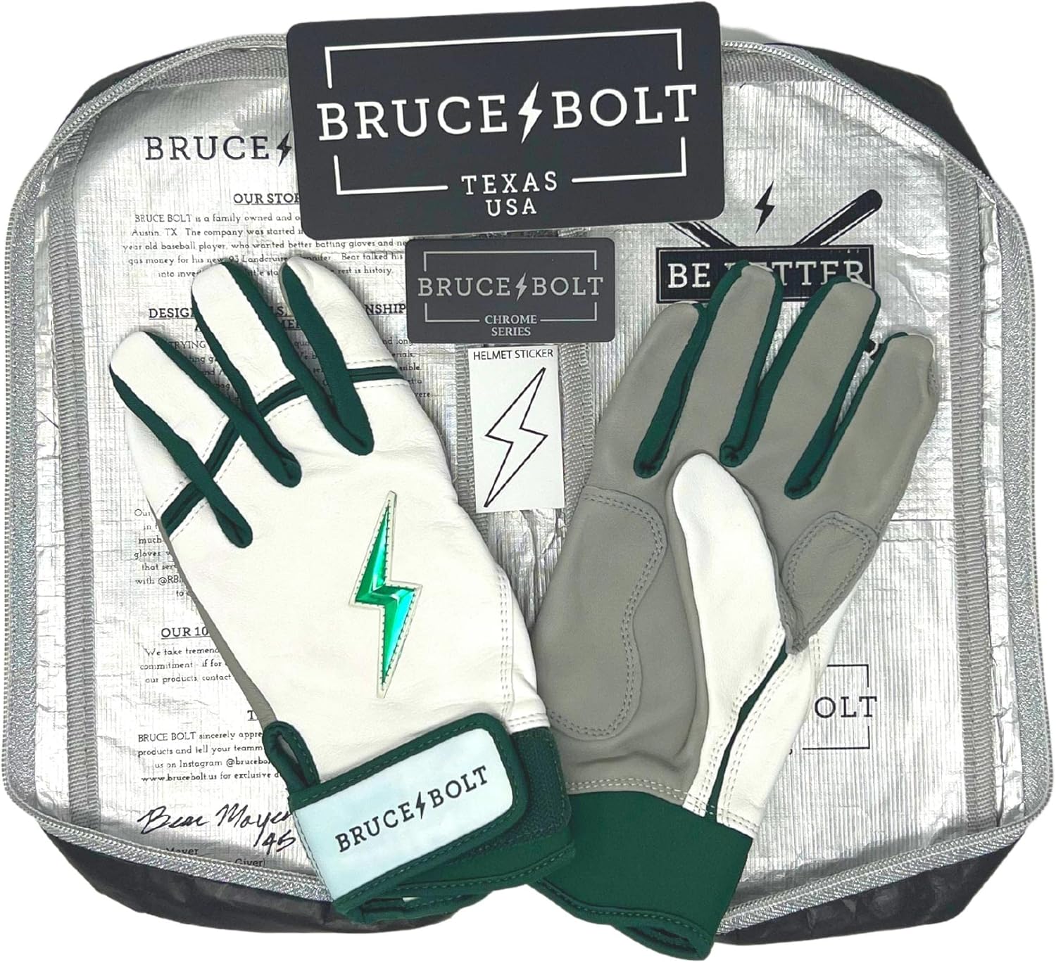 BRUCE BOLT Chrome Series Short Cuff Batting Gloves - Multiple Colors - Adult & Youth Sizes