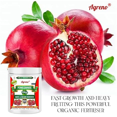 Agreno Pomegranate Buds and Fruits Booster, Essential Powerful Organic Fertilizer Granule for Fast Growth and Heavy Fruiting of all types of Pomegranate Plants. (450 gm)