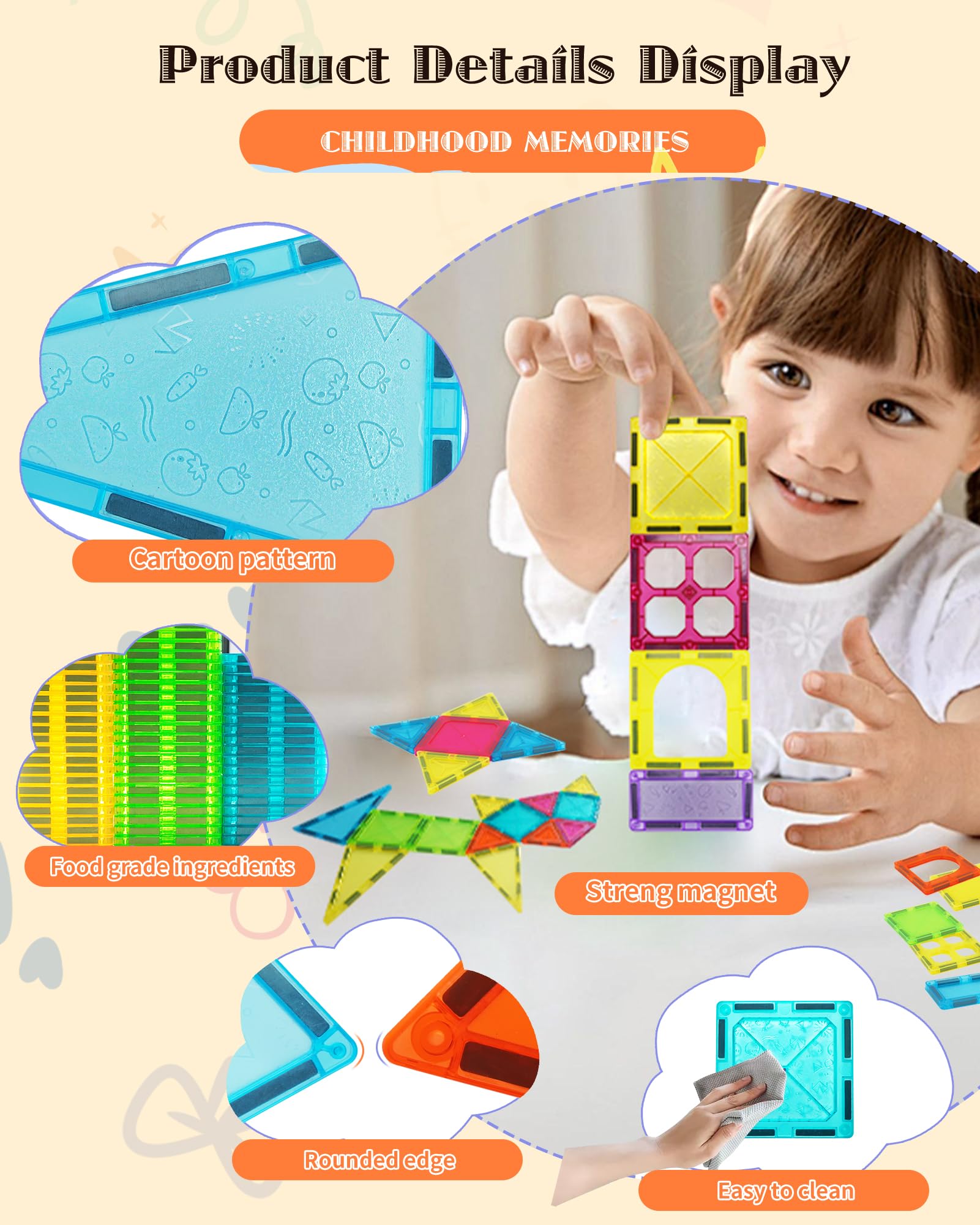 Costruzioni Magnetiche per Bambini di 3 Anni 7.5 cm Colorati Costruzioni Magneti per Bambini Montessori Giochi Educativi Calamite per Bambini 4 Anni Regalo Costruzioni per Ragazzo 5 6 7 8 9 10 Anni